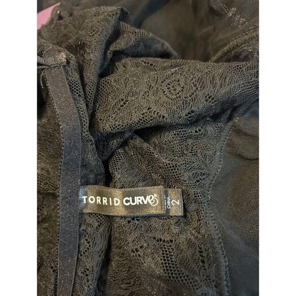 Torrid Curves Bodysuit SZ 2X Black All Over Lace Wireless Adj Straps Feminine - Picture 8 of 12